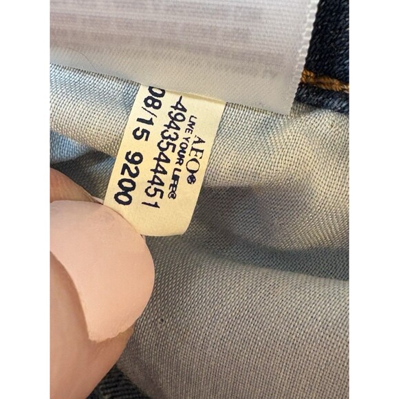 American Eagle TomGirl Jeans Womens 10 Blue Denim Stretch Distressed Button Fly - Picture 11 of 13